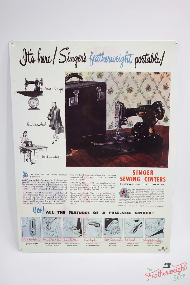 Advertisement Tin Sign, Replica Featuring the Singer Featherweight - Image 3