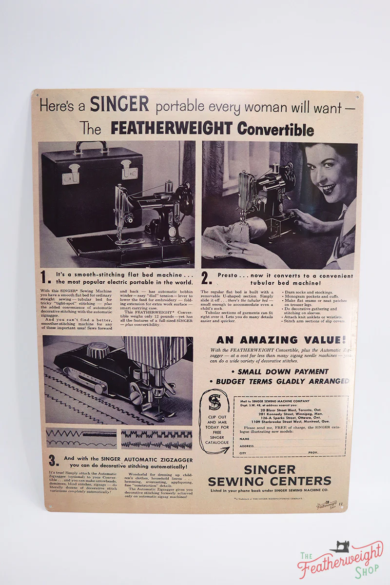 Advertisement Tin Sign, Replica Featuring the Singer Featherweight - Image 4