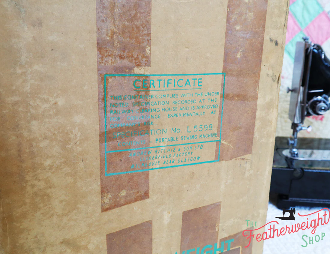 Cardboard Singer Box for 222K Featherweight - (Vintage Original Box Only) - Image 6
