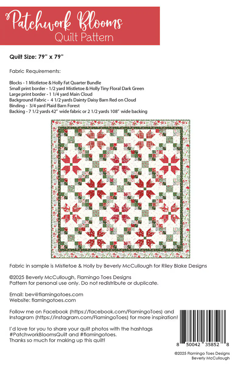 PATTERN, PATCHWORK BLOOMS Quilt by Beverly McCullough - Image 2